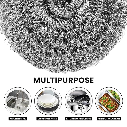 16 Pcs Steel Wool Pads, Stainless Steel Scrubber, Metal Scrubber, Dishwashing Scouring Pads Heavy Duty, Kitchen Scrubbing Sponges for Cleaning Dishes Pots and Pans Bathroom Oven