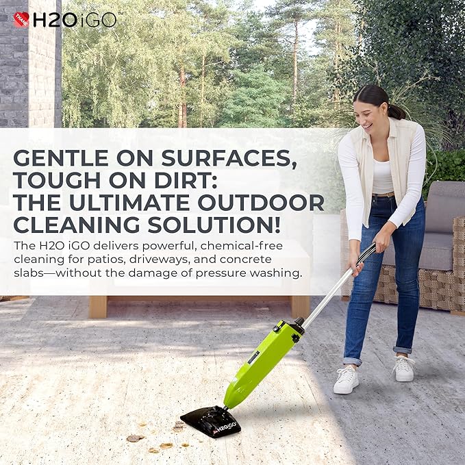 H2O iGO Indoor & Outdoor Cordless Steam Mop for Hardwood Floors, Carpets, Windows, Upholstery, Kitchens, Bathrooms - Portable, Rechargeable, Wireless, Steamer Mops for Floor Cleaning