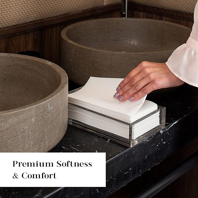 AMERICAN HOMESTEAD Disposable Hand Towels for Bathroom - White Linen-Like Guest Napkins - Ideal Paper Dinner Napkins or Bathroom Towels for Guests - 50 Count - Quilted - 15.5" x 12"