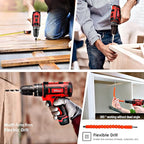 Baraz Tool Kit set With Drill (2 Battery), 126 Pcs Power Tool Set for home, 18v Cordless Drill And Tool box For Household, Homeowners, Office, Garden, House Repair And Maintenance, perfect Gift Idea