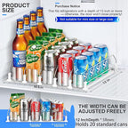 Drink Organizer for Fridge, Upgraded Drink dispenser for fridge, Automatic Pusher Glide,12oz 16oz - Can Dispenser for Fridge - Holds up to 20 Cans - 5 Rows White
