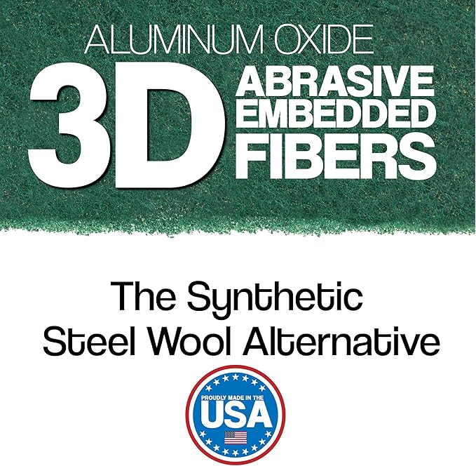 6" x 9" Non-Woven Surface Prep Scuff Pads for Wood, Metal, Paint Stripping, Rust Removal, Deburring, Clean Soiled Surfaces, Coarse Abrasive Pad for Woodworking - 240 Grit - 10 Pack (Green)