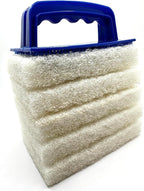 Handled Bath Scrubber 6 Piece Heavy Duty Cleaning Scrub Sponge Brush Bathroom Scouring Pads White Non-Scratch Remove Soap Scum Cleaning Shower Tile Bathtub Sink Pools Hot Tubs Waterline Steps Corners