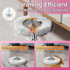 Spin Mop and Bucket with Wringer Set for Home,360° Mop and Bucket with Separate Clean and Dirty Water,Wet Dust Mop for Floor Cleaning with Extra Refills (Pink)
