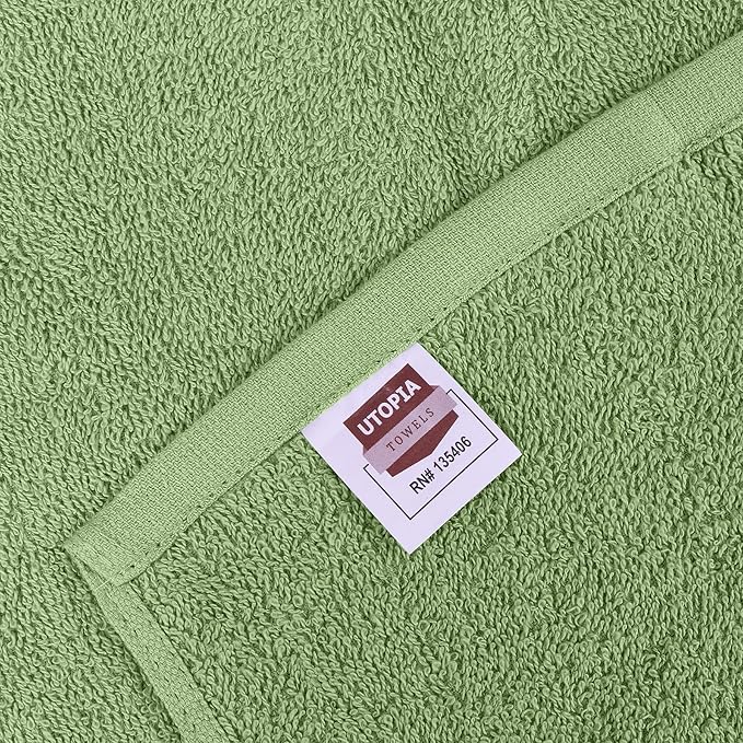 Utopia Towels Kitchen Bar Mops, Pack of 12, 16 by 19 Inches, 100% Cotton Super Absorbent Sage Green Towels, Multi-Purpose Cleaning Towels for Home and Kitchen Bars