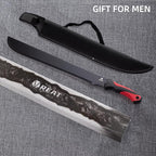 REAT Gardening Heavy Duty Machete,24" Full Tang Machete with Shaeth,Ergonomic No-Slip Handle,Machetes for Bushcraft, Outdoor Hunting, Garden Cutting Trees and Yard Work (Red)