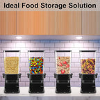 Cereal Dispenser Countertop with lids, Organization and Storage Containers for Kitchen and pantry, 5L Rice Dispenser for Cereal, Beans, Grains, Nuts, Snack,Oatmeal, Dog Food, Bird Seed, Black, 2Pc