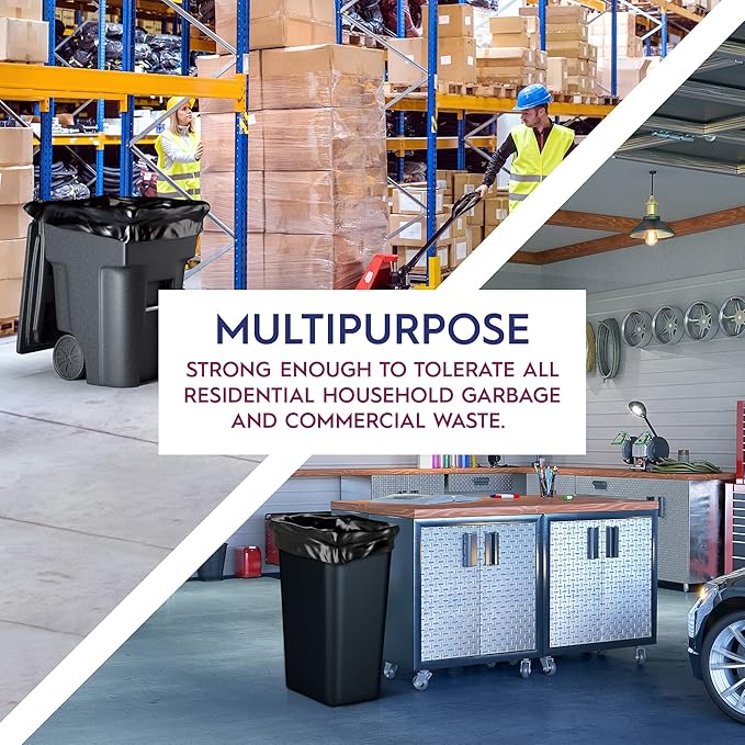 55 Gallon Trash Can Liners Bags 4 Mil - 50 Count & Thick Extra Heavy Duty Strength - Large Garbage Bag, Leak-Proof & Durable bags - Black