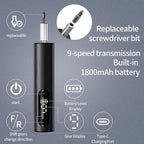 Wireless Charging Electric Screwdriver Set -Cordless Stick Precision Drill with Magnetic Bits, for Electronics/Phone/Watch Repair, DIY & Home Appliances,Multi-Functional Mini screwdriver kit (Black)