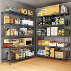 48" W Storage Shelves 1875LBS Metal Shelving, 5-Tier Adjustable Wire Shelving Unit with Liners, Heavy Duty Garage Shelving Steel Rack for Commercial Pantry, 48" W x 18" D x 72" H, Black