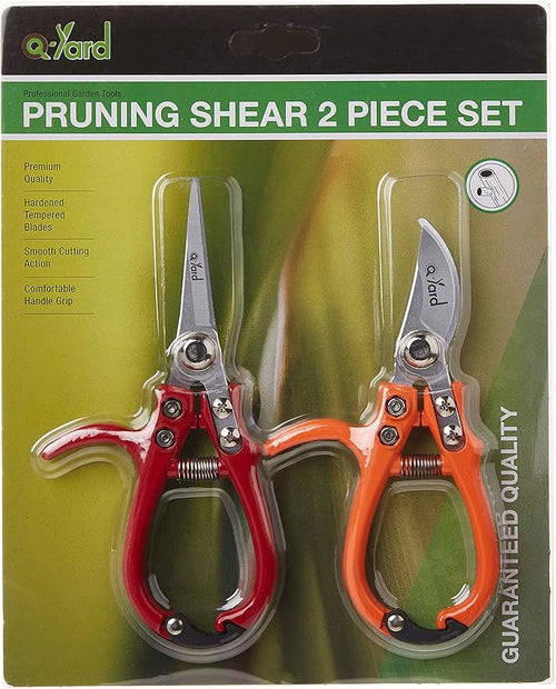 2 - pack Q-yard Pruning Shear, Mini- Extra Sharp Garden Hand Pruners, Easier Cutting, Comfortable Ergonomic, Less Effort - Gardening Scissors for Men & Women