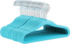 Amazon Basics Kids Velvet, Non-Slip Clothes Hangers for Infant and Toddler, 11.6 inches (for Baby Clothes), Pack of 50, Blue