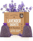 10 Lavender Sachet Bags, Fully Stuffed Scented Sachets with Hanger Hooks, Perfect for Closets, Drawers, Cars, Gym Bags, or Anyplace that Needs to Smell Better