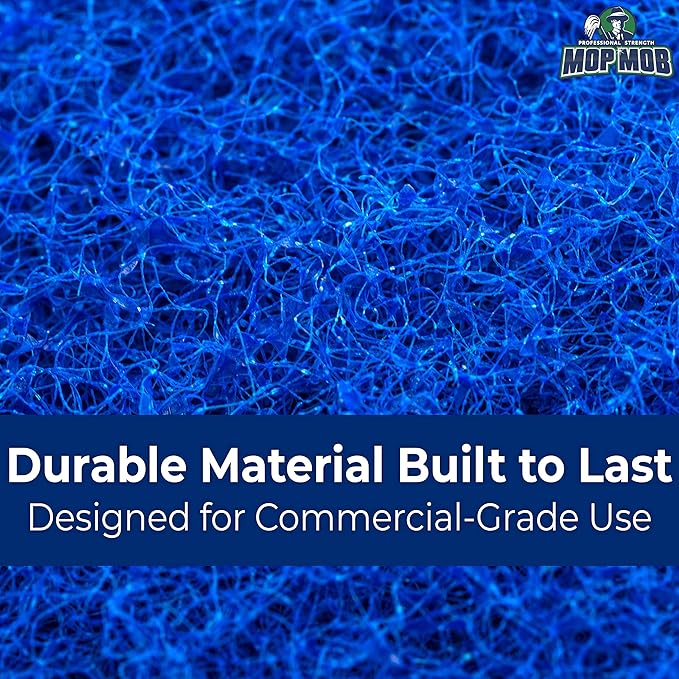 Medium Duty XL Blue Scouring Pad 5 Pack. 10 x 4.5in Large Multipurpose Nylon Scrubbing Sponges. Clean Kitchens, Bathrooms, Counters and Floors to Erase Grime and Make Surfaces Sparkle