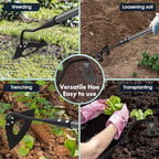 Hoe Garden Tool, 69 Inch Hardened Hollow Eye Hoes for Weeing, Heavy Duty Weeding Tool with Splicing Adjustable Long Handle, Rustproof Metal Gardening Tools for Garden Flower Beds