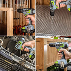 WORKPRO Home Tool Set with 20V Cordless Lithium-Ion Drill Driver, Household Repairing Tool Kit with Drill, 157PCS Power Drill Sets, 14-Inch Wide Mouth Storage Tool Bag, Green