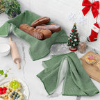 Homaxy Premium Kitchen Towels(18”x 28”, 6 Pack), Large Cotton Kitchen Hand Towels, Flat and Terry Dish Towels, 380 GSM Highly Absorbent Tea Towel Set with Hanging Loop, Grass Green