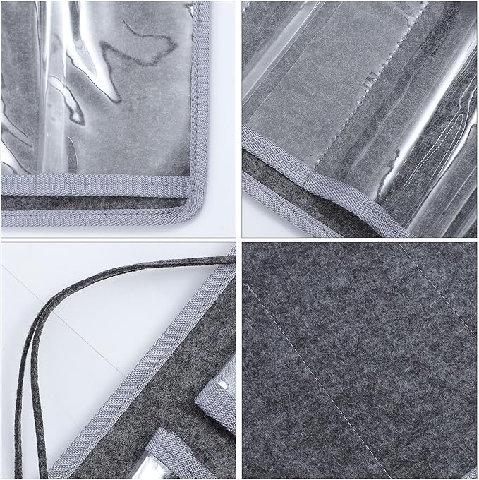 Hanging Glasses Storage Pouch Wall-Mounted Eyewear Organizer Felt Dustproof Sunglasses Bag Medium Gray for Home Bedroom Storage