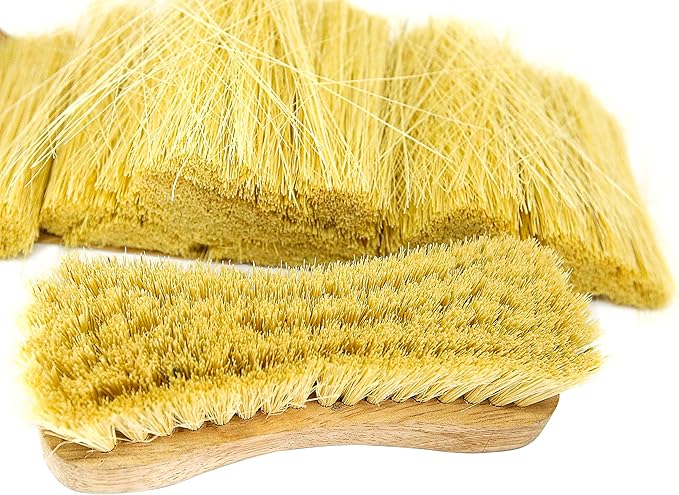 All-Natural Wooden Scrub Brush Set | Eco-Friendly Cleaning Brush Set with Tampico Bristles | Floor Scrub Brush & Shower Scrubber for Bathroom, Tub, Kitchen & Carpet | Sustainable Set – Pack of 12