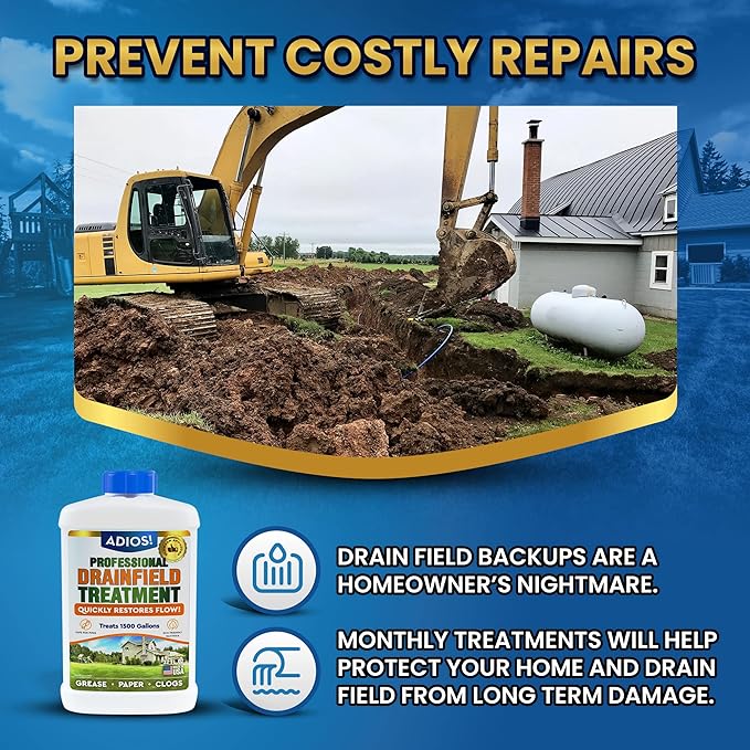 Drain Field Treatment and Cleaner for Leach Fields, Safely Opens and Restores Drainfields - 32oz