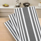 Homaxy Premium Kitchen Towels 18”x 28”, Large Cotton 380 GSM Kitchen Hand Towels, Stripe and Terry Dish Towel, Highly Absorbent Tea Towel Set with Hanging Loop, 8 Pack, Black
