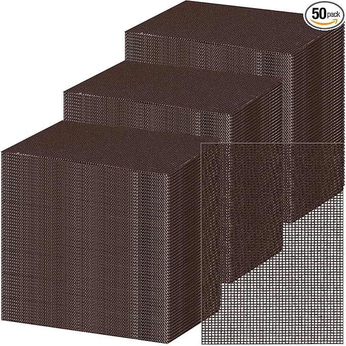 50 Pack Griddle 4x5.5'' Screen Grill Cleaning Screens Pre-treated Abrasive Mesh Pads for Flat Top Stainless Steel Griddle Cleaning Accessories Bundle