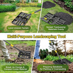 Lawn Leveling Rake: Anti Flipping 17" x 10" Stainless Steel Lawn Ground Leveler for Soil, Heavy Duty Grass Top Soil Dressing Leveling Rake, Home Lawn,Golf Field,Yard Landscaping Tool, 60” Long Handle