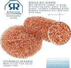 Redecker Real Copper Pot Scrubbers – Double-Layer Copper Scouring Pads for Pots, Pans, Dishes & More – Gentle, Scratch-Free Cleaning – Durable Copper Sponge Scrubber, Set of 2