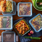 Snapware Glass Total Solutions (5-Pack, 4 Cup) Food Storage Containers Set, Airtight & Leakproof Plastic Locking BPA-Free Lids, Freezer Dishwasher Microwave Safe