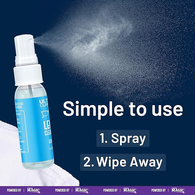Ultra Clarity Powered by Nano Magic Eyeglass Lens Cleaning Spray 7oz Value Pack | 1oz Spray, 6oz Refill, Microfiber Cloth | For Glasses, Phone, Electronic Screens, Optic Surfaces, Coated Surfaces