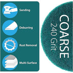 5" Abrasive Pad Hook & Loop Round Non-Woven Surface Prep Discs for Wood, Metal, Paint Stripping, Rust Removal, Deburring, Clean Soiled Surfaces, Coarse Scuff Pads - 240 Grit - 10 Pack (Green)