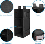 MAX Houser 3-Shelf Hanging Closet Organizers, Collapsible Closet Hanging Shelves for Camper, Nursery Hanging Organizers, Black, 2-Pack