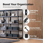 HOMEDANT House 36.2" W 5 Tier Heavy Duty Garage Shelving Adjustable Metal Rack Storage Shelves Standing Shelf Unit Organizers Pantry Closet Office Black 2Pack