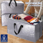 Cosy Family 8 Pack Heavy Duty Extra Large Moving Bags with Backpack Straps - Strong Handles & Zippers, Storage Totes For Space Saving, Fold Flat, Alternative to Moving Box (Set of 8, Silver)