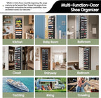 Kotkn 10 Tier Over The Door Organizer - Heavy Duty Hanging Storage Rack with Sturdy Oxford Fabric, Holds 20+ Pairs of Footwear, Boots & Sneakers, Saves 50% Closet Space (Black)
