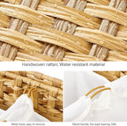 Laundry Hamper with 4 Removable Liner Bags; 176L Handwoven Rattan Laundry Basket with Lid & Heightened Feet; Clothes Hamper with Side Handles (Natural)