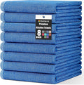 Homaxy Premium Kitchen Towels(18”x 28”, 8 Pack), Large Cotton Kitchen Hand Towels, Flat and Terry Dish Towels, 380 GSM Highly Absorbent Tea Towel Set with Hanging Loop, Blueberry