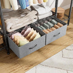 Golpart Coat Rack Clothes Wardrobe：Closet Organizer and Storage Clothing Garment Rack with Shelves Heavy Duty for Hanging Clothes Portable Adjustable Black 15.8" DX56.8 WX76.5 H