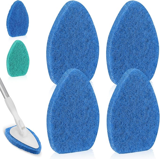 Baderke 4 Pcs Tub Tile Scrubber Cleaning Brush Pads (Without Handle) Compatible with Qaestfy Non-Scratch Scouring Pads Scrub Brush for Shower Bathroom Buildup Toilet Wall Floor (Blue)