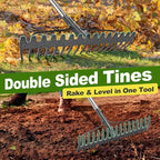 Bow Rake, 79" Heavy Duty Garden Rake with Wide 17 Tines Head & Stainless Steel Handle, Adjustable Rakes for Lawns Yard Loosening Soil Thatching Gathering Leaves Gravel