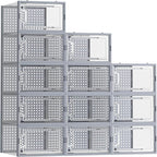 HOMIDEC Shoe Storage, 12 Pack Shoe Organizer for Closet, Shoe Boxes Clear Plastic Stackable Shoe Containers with Lids for Size 10