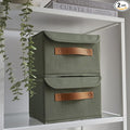 Decorative Linen Storage Boxes with Lids - Spacious Set of 2 Organizer Bins for Your Home Decor - The Perfect Small Container to Safely Store Photos, Documents and Memory Box Keepsakes in Style
