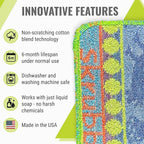 Wet-It Skrubba Non-Scratch Scouring Pad – European Scrubby Sponge for Kitchen Cleaning, Pots, Pans, Glass & Cookware – Durable Reusable Pad with Fun Chicken Design