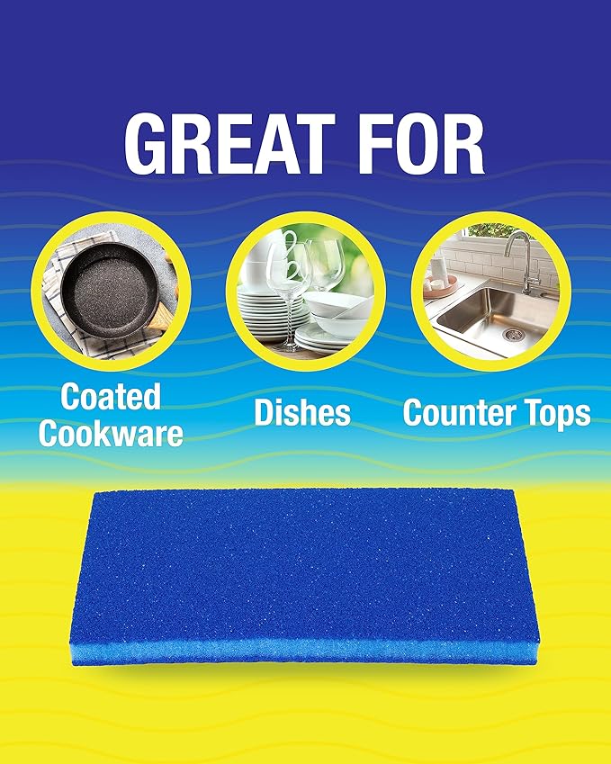 Non-Scratch Odor Resistant Scour Pads, Multi-Purpose Scouring for Kitchen and Household, Safe for Non-Stick Cookware (6 scouring Pads)