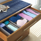 Household Essentials 3 Piece Drawer Organizers Starter Set, Customizable Inserts, Large Tray and 2 Small Trays, Silver