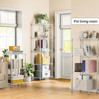 M MZG 4 Tiers Shelf Metal Storage Shelves Wire Rack Closet Organizers with Wheel for Garage Kitchen Bathroom Laundry Chrome 11.8" D x 17.7" W x 41.9" H