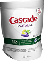 Cascade Platinum ActionPacs Dishwasher Detergent Lemon Scent, 18 ct