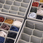 DIOMMELL Set of 4 Foldable Cloth Storage Box Closet Dresser Drawer Organizer Fabric Baskets Bins Containers Divider for Clothes Underwear Socks Lingerie Clothing, Grey 40-0000
