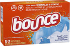 Bounce Fabric Softener Dryer Sheets, Fresh Linen, 80 Count (Pack of 3)