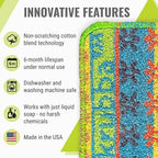 Wet-it! Skrubba 3-Pack Reusable Dish Scrubbers – Non-Scratch Scouring Pads for Kitchen & Household – Eco-Friendly, Dishwasher Safe Scrub Sponges for Dishes, Pots & Pans (Vogue)